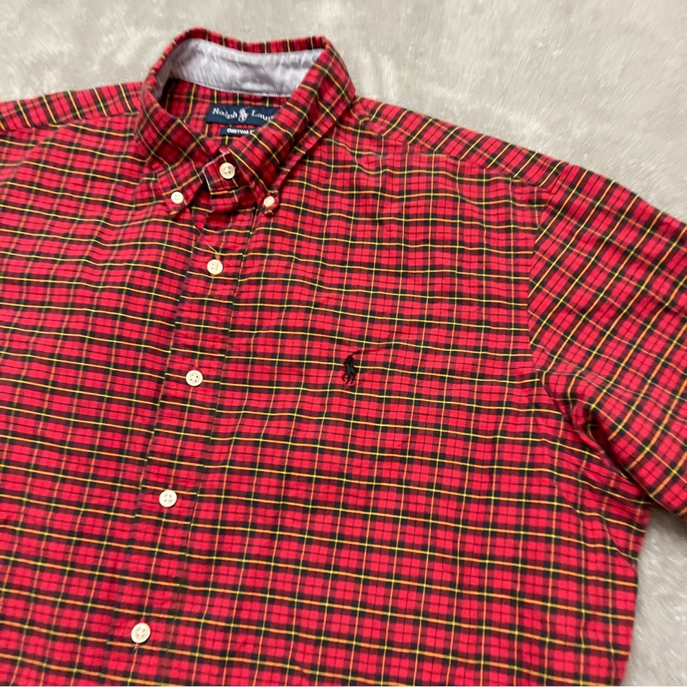 Polo Ralph Lauren Button Down Shirt Mens XL Red Plaid Long Sleeve Custom Fit - Picture 2 of 7